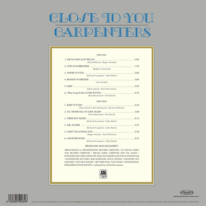 CARPENTERS-CLOSE-TO-YOU-180GRAM-VINYL-LP-EM700159-8435395502846